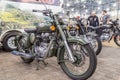 BARRA BONITA, BRAZIL - JUNE 17, 2017: Vintage Royal Enfield motorcycles in a exhibition