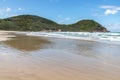 Barra do Ibiraquera view with clouds and reflection