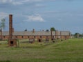 Barracks and crematories in the former concentration camp. Auschwitz