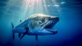 Barracuda (Sphyraena Viridensis) swimming in the deep waters of the Atlantic Ocean