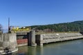 Barrage and sluice of picturesque dam, gather water of Iskar river