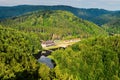 Barraged Lubachowskie Lake and Bystrzyca river valley landscape, Zagorze Slaskie, Lower Silesia, Poland. Royalty Free Stock Photo