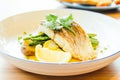 Barramundi or pangasius fish and meat steak Royalty Free Stock Photo