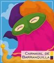 Barranquilla`s Carnival Design with Traditional Monocuco Face Character, Vector Illustration