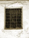 Barred window in Nerja, a sleepy Spanish Holiday resort on the Costa Del Sol near Malaga, Andalucia, Spain, Europe Royalty Free Stock Photo