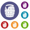 Barrel of beer icons set Royalty Free Stock Photo