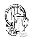 Barrel and beer mug