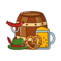 barrel beer with oktoberfest icons