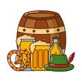 barrel beer with oktoberfest icons