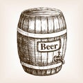 Barrel of beer sketch style vector