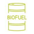 Barrel with biofuels. Biomass energy concept. Barrel with eco friendly fuel. Alternative sustainable resources. Renewable energy
