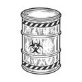 Barrel with Biological hazard sign sketch vector