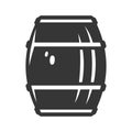 Barrel bold black silhouette icon. Cask, keg for storing, transporting liquids pictogram.