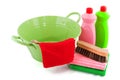 Barrel with cleaning products Royalty Free Stock Photo