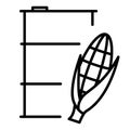 Barrel with corn logo. Biofuel. Biomass Ethanol. Made from corn. Alternative environmental friendly fuel