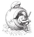 Barrel of Diogenes, vintage engraving