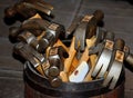 Barrel full of Antique Claw Hammers