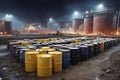 Barrel with hazardous waste industrial area