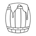 Barrel of honey icon in outline style isolated on white background. Apairy symbol stock vector illustration