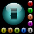 Barrel icons in color illuminated glass buttons