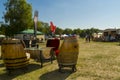 Barrel like chairs in the Barbecue Festival in Szeged