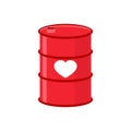 Barrel of love. Red iron barrel with heart. Supply of love. Ele