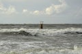 Barrel mooring, hawser. Chlopy City in Poland. View on the sea from beach side. Polish Baltic Sea 2013 Royalty Free Stock Photo