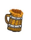 barrel mug with beer is delicious