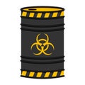 Barrel with nuclear pollution. Biohazard, Radioactive, Toxic waste