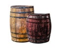 Barrel oak a pair of dark and light stands on a white background Royalty Free Stock Photo