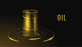 Barrel with oil. Glowing barrel of petroleum. Wireframe low poly graphics. Abstract vector illustration on dark Royalty Free Stock Photo