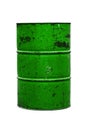 Green Barrel Oil or dark Old isolated on white background Royalty Free Stock Photo