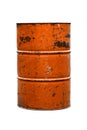 Orange Barrel Oil rust old isolated on white background Royalty Free Stock Photo