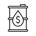 Barrel of oil price icon. Barrel tank with drop of oil. Pictogram isolated on a white background