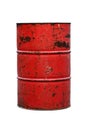 Red Barrel Oil rust old isolated on white background Royalty Free Stock Photo