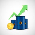Barrel of oil and rising price arrow Royalty Free Stock Photo