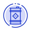 Barrel, Oil, Oil Barrel, Toxic Blue Dotted Line Line Icon