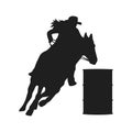 Barrel Racing Design with Female Horse and Rider Silhouette Image Royalty Free Stock Photo