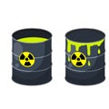 Barrel of radioactive waste. Radiation and green liquid