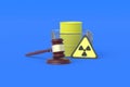 Barrel with toxic substance and judge gavel