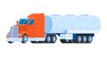 Barrel trucks, gasoline transport vehicle, fuel delivery, dangerous goods, cartoon style vector illustration, isolated