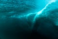Barrel wave is underwater. Blue ocean in underwater Royalty Free Stock Photo