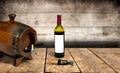 Barrel, Wine Bottle and Corksrew Royalty Free Stock Photo
