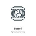 Barrell outline vector icon. Thin line black barrell icon, flat vector simple element illustration from editable farming and