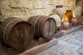 Barrels and ceramic vases in the kitchen area of the Inquisitor`