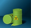 Barrels with leaking radioactive substances