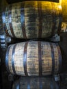 Barrels maturing Bourbon in Distillery in Bardstown Kentucky USA