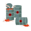 Barrels of Red acid. Hazardous chemical waste