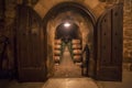 Barrels row in a Rioja winery Royalty Free Stock Photo