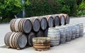 Barrels standing in a row